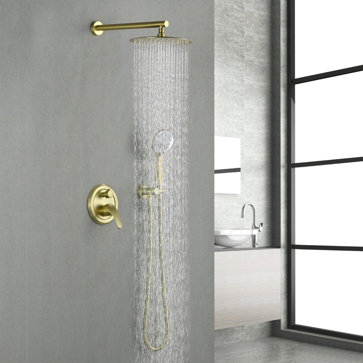 9inch/10inch/12inch 2-Spray Patterns with 1.8 GPM Wall Mount Dual Shower Heads with Hand Shower