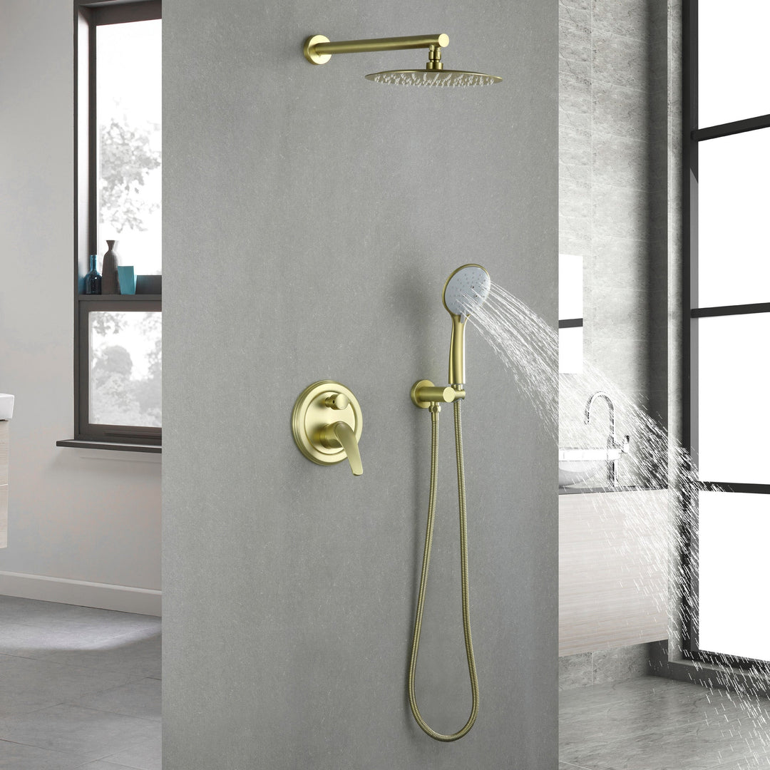 9inch/10inch/12inch 2-Spray Patterns with 1.8 GPM Wall Mount Dual Shower Heads with Hand Shower