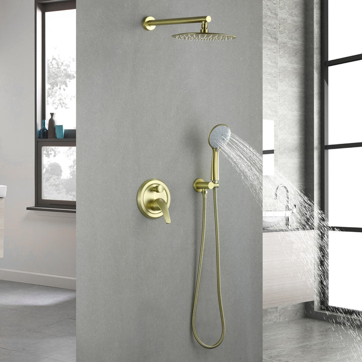 9inch/10inch/12inch 2-Spray Patterns with 1.8 GPM Wall Mount Dual Shower Heads with Hand Shower