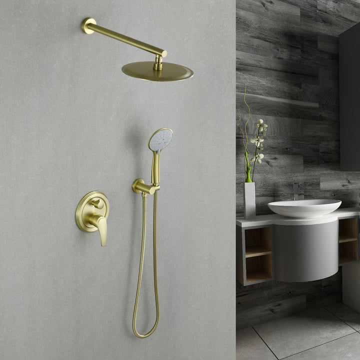 9inch/10inch/12inch 2-Spray Patterns with 1.8 GPM Wall Mount Dual Shower Heads with Hand Shower