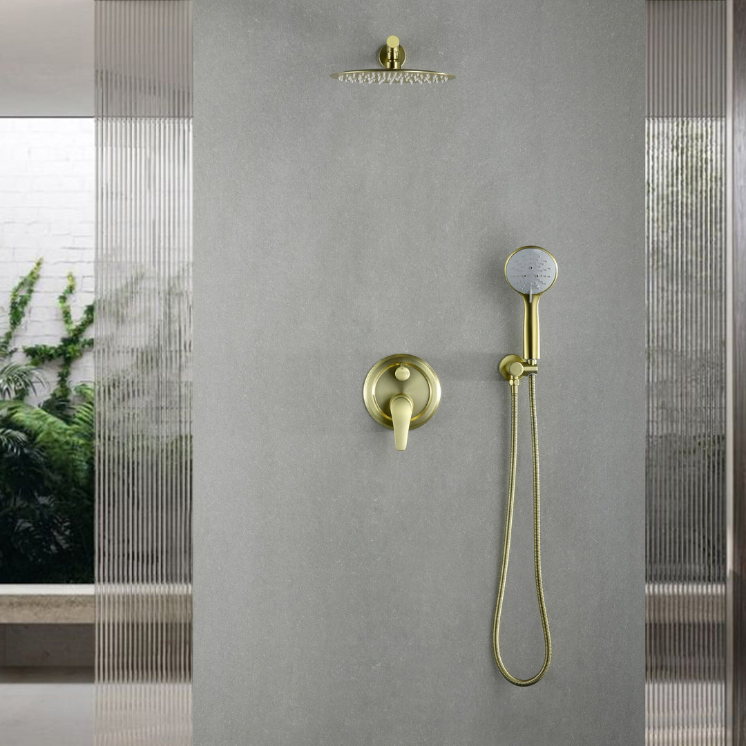 9inch/10inch/12inch 2-Spray Patterns with 1.8 GPM Wall Mount Dual Shower Heads with Hand Shower