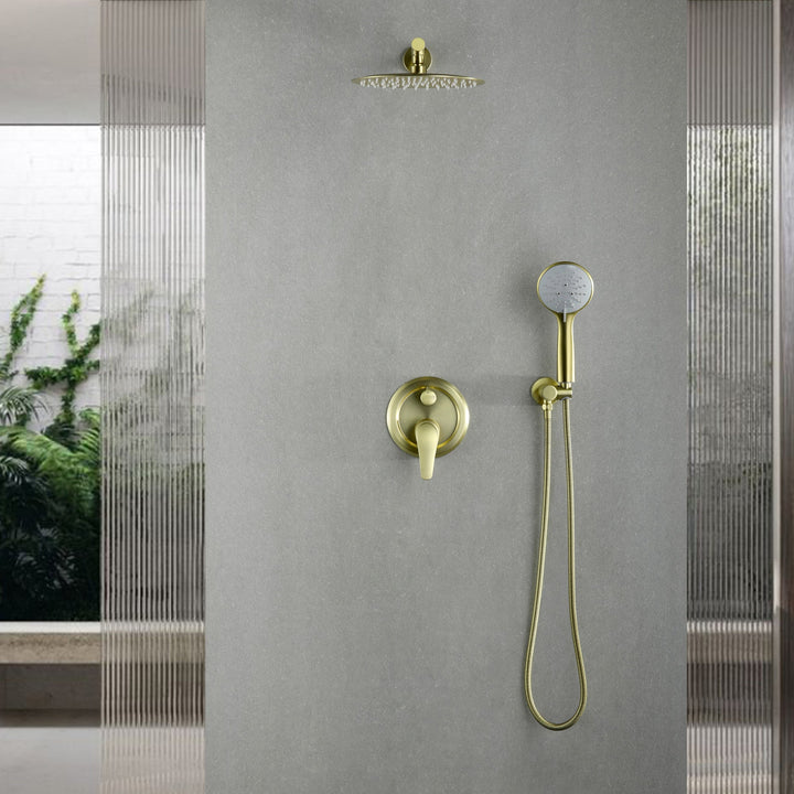 9inch/10inch/12inch 2-Spray Patterns with 1.8 GPM Wall Mount Dual Shower Heads with Hand Shower