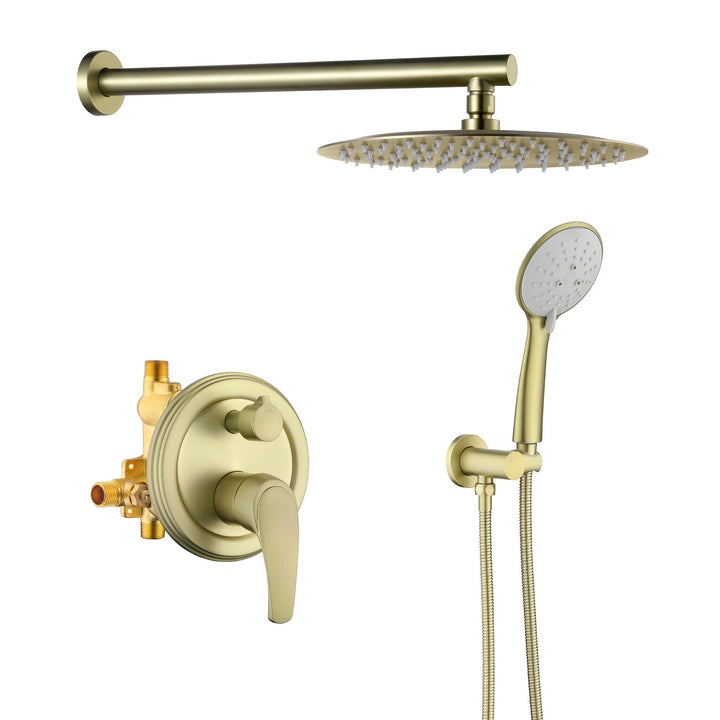 9inch/10inch/12inch 2-Spray Patterns with 1.8 GPM Wall Mount Dual Shower Heads with Hand Shower
