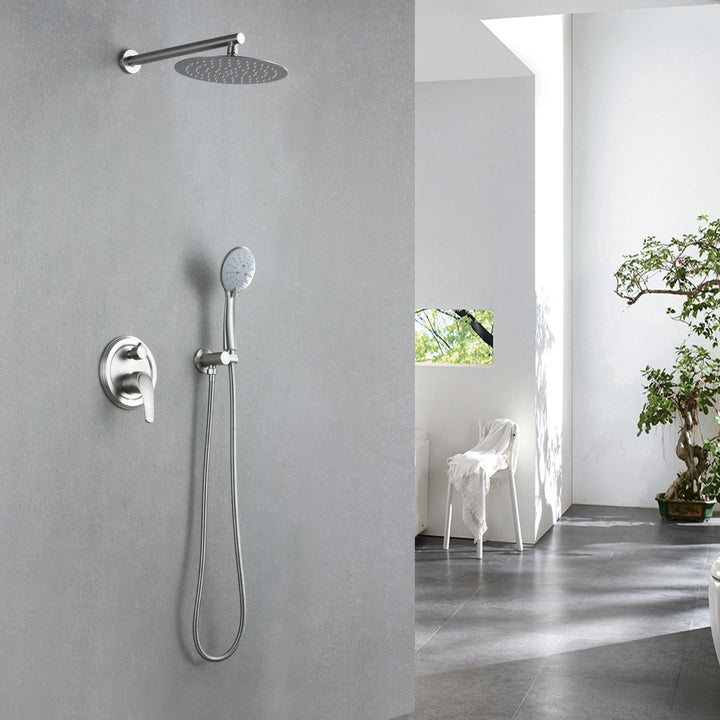 9inch/10inch/12inch 2-Spray Patterns with 1.8 GPM Wall Mount Dual Shower Heads with Hand Shower