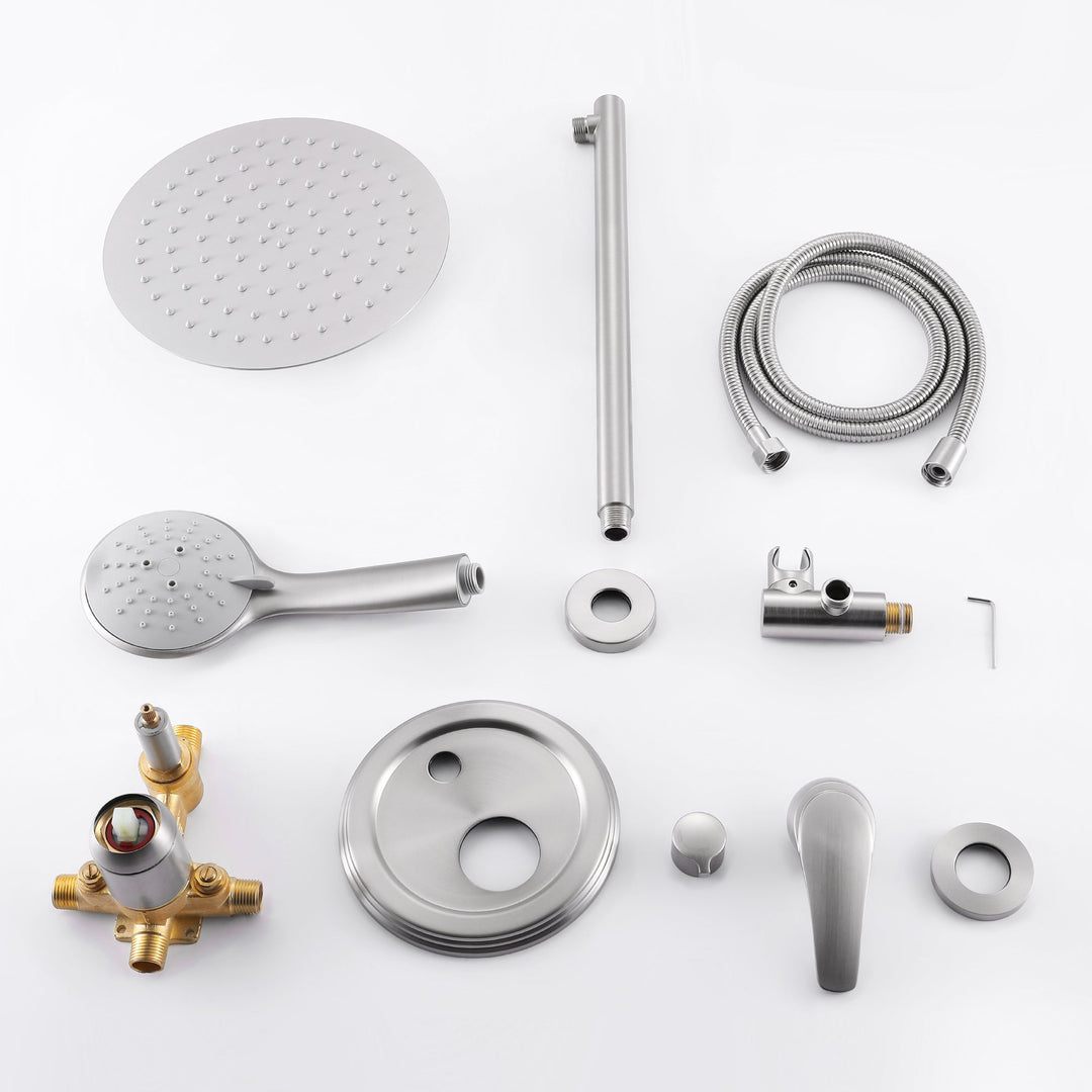 9inch/10inch/12inch 2-Spray Patterns with 1.8 GPM Wall Mount Dual Shower Heads with Hand Shower