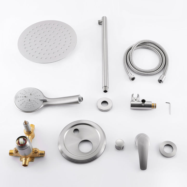 9inch/10inch/12inch 2-Spray Patterns with 1.8 GPM Wall Mount Dual Shower Heads with Hand Shower