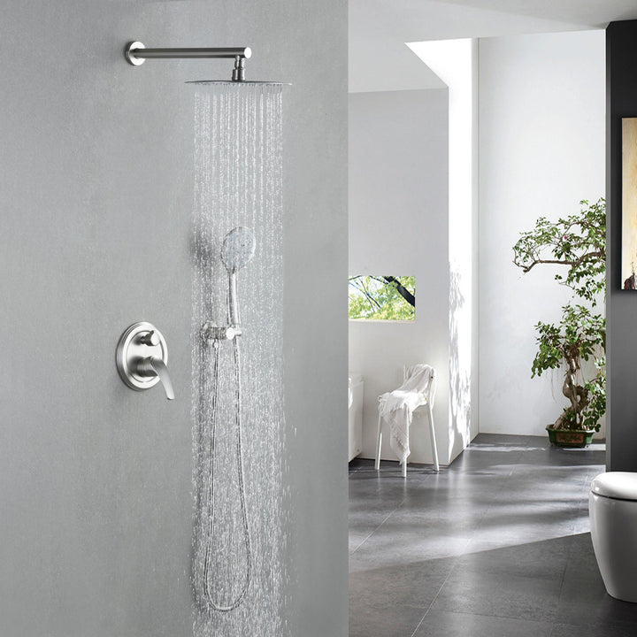 9inch/10inch/12inch 2-Spray Patterns with 1.8 GPM Wall Mount Dual Shower Heads with Hand Shower