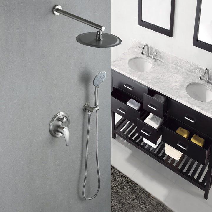 9inch/10inch/12inch 2-Spray Patterns with 1.8 GPM Wall Mount Dual Shower Heads with Hand Shower
