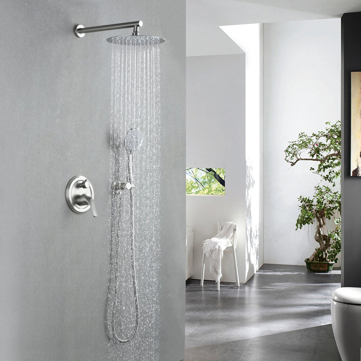 9inch/10inch/12inch 2-Spray Patterns with 1.8 GPM Wall Mount Dual Shower Heads with Hand Shower