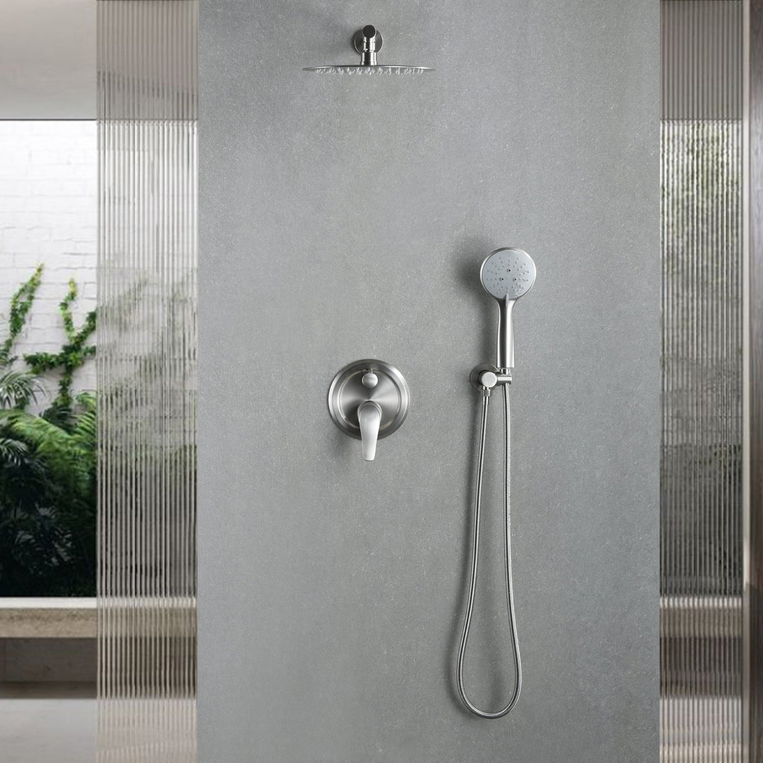 9inch/10inch/12inch 2-Spray Patterns with 1.8 GPM Wall Mount Dual Shower Heads with Hand Shower