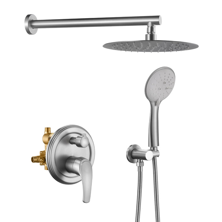 9inch/10inch/12inch 2-Spray Patterns with 1.8 GPM Wall Mount Dual Shower Heads with Hand Shower