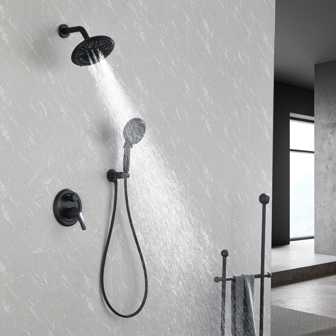 8 in. 6-Spray Patterns Tub Wall Mount Dual Fixed Shower Head