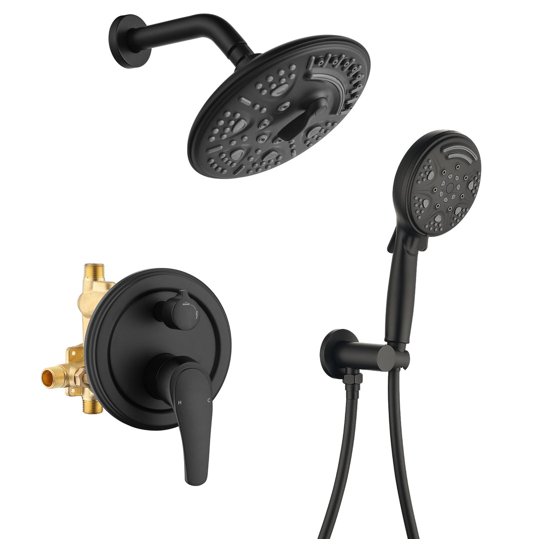 8 in. 6-Spray Patterns Tub Wall Mount Dual Fixed Shower Head
