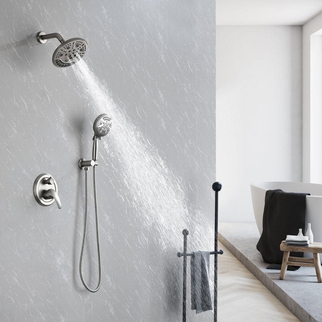 8 in. 6-Spray Patterns Tub Wall Mount Dual Fixed Shower Head