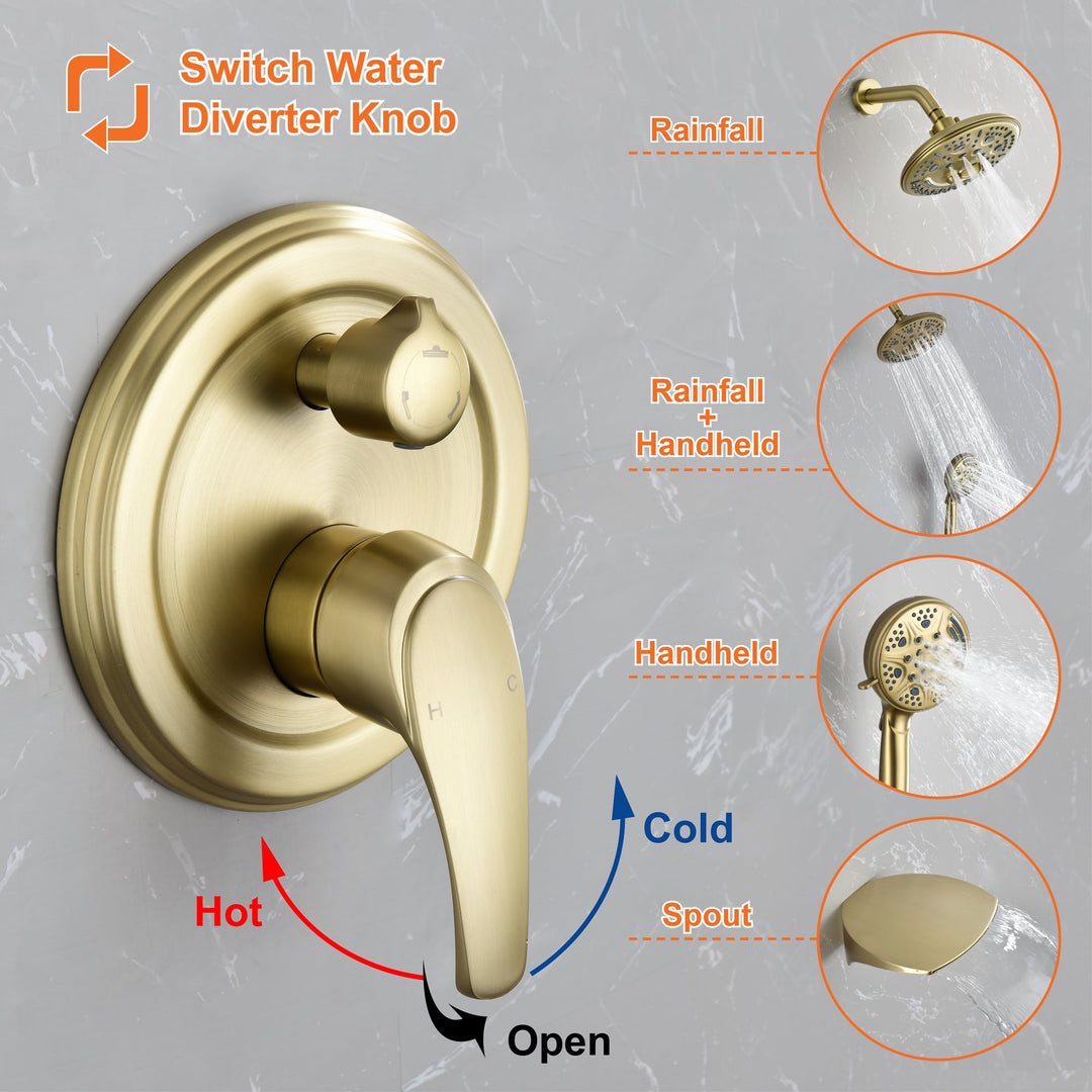 Single-Handle 3-Spray Round High Pressure Shower Faucet (Valve Included)