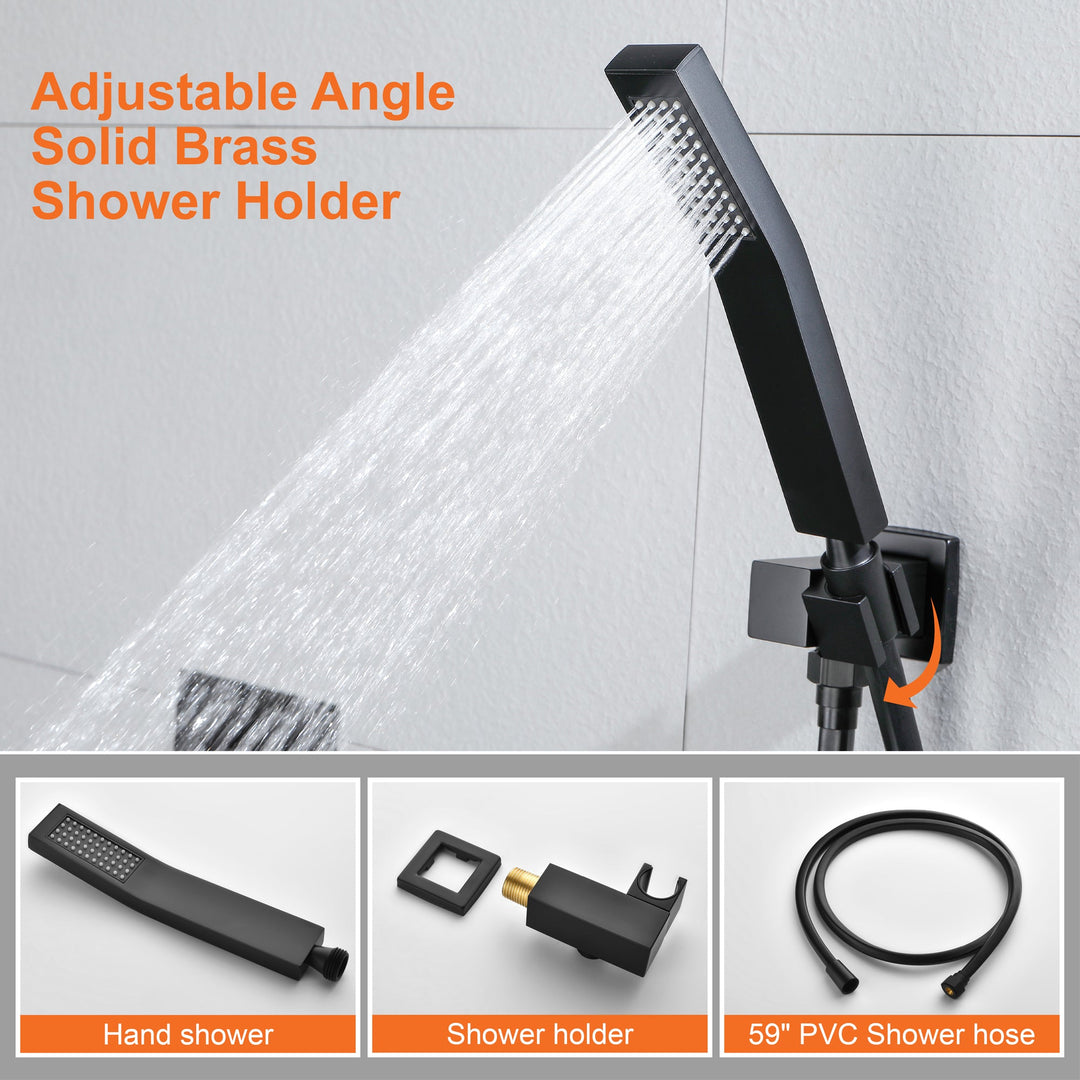 10 inch/ 12 inch 3-way Mixer  Rainfall Shower Head Faucet Tub Spout Tap with Handheld Spray