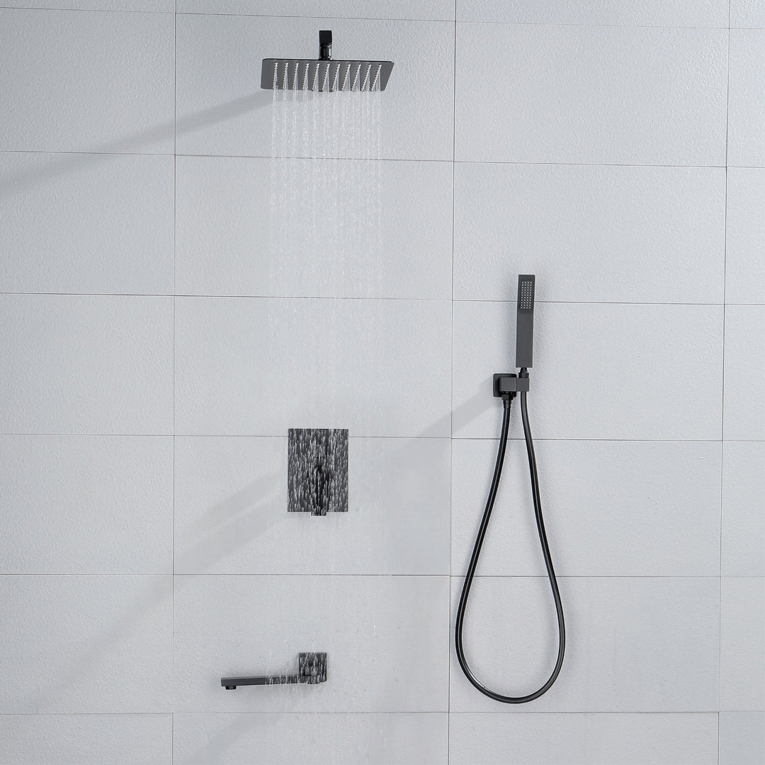 10 inch/ 12 inch 3-way Mixer  Rainfall Shower Head Faucet Tub Spout Tap with Handheld Spray