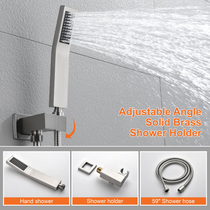 10 inch/ 12 inch 3-way Mixer  Rainfall Shower Head Faucet Tub Spout Tap with Handheld Spray