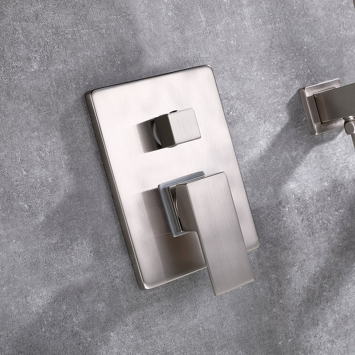 Wall Mounted Tub Filler With Tub Spout and Handheld Shower in  Brushed Nickel