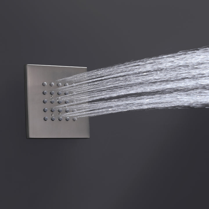 Wall Mounted Golden 3 Handle Thermostatic Shower System With 3 Body Jets