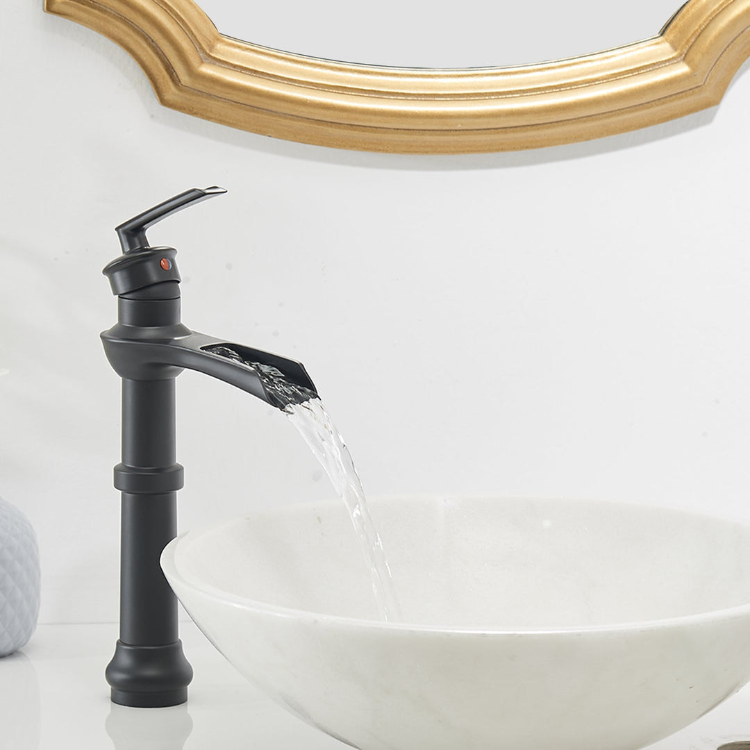 Single Handle Single Hole Bathroom Faucet High Spout Pop-Up Drain Included