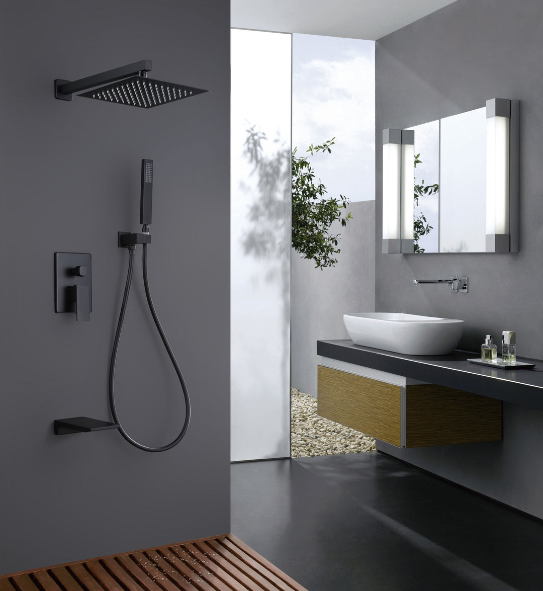 10 inch 3-Function Pressure-Balanced Rain Shower System with Tub Spout