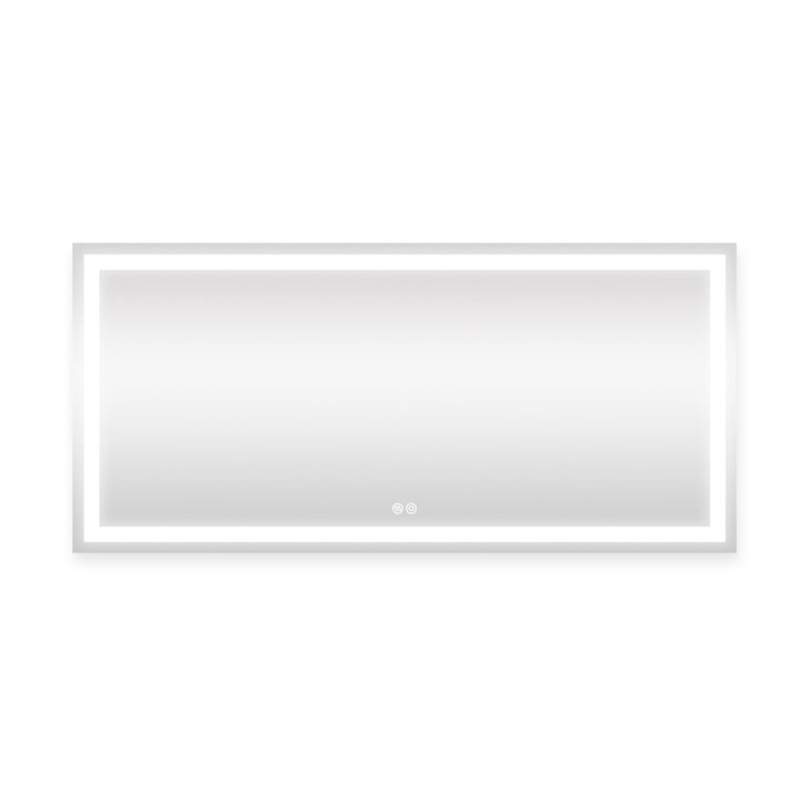 72 in. W x 36 in. H Rectangular Frameless Anti-Fog LED Light Bathroom Vanity Mirror in Aluminum