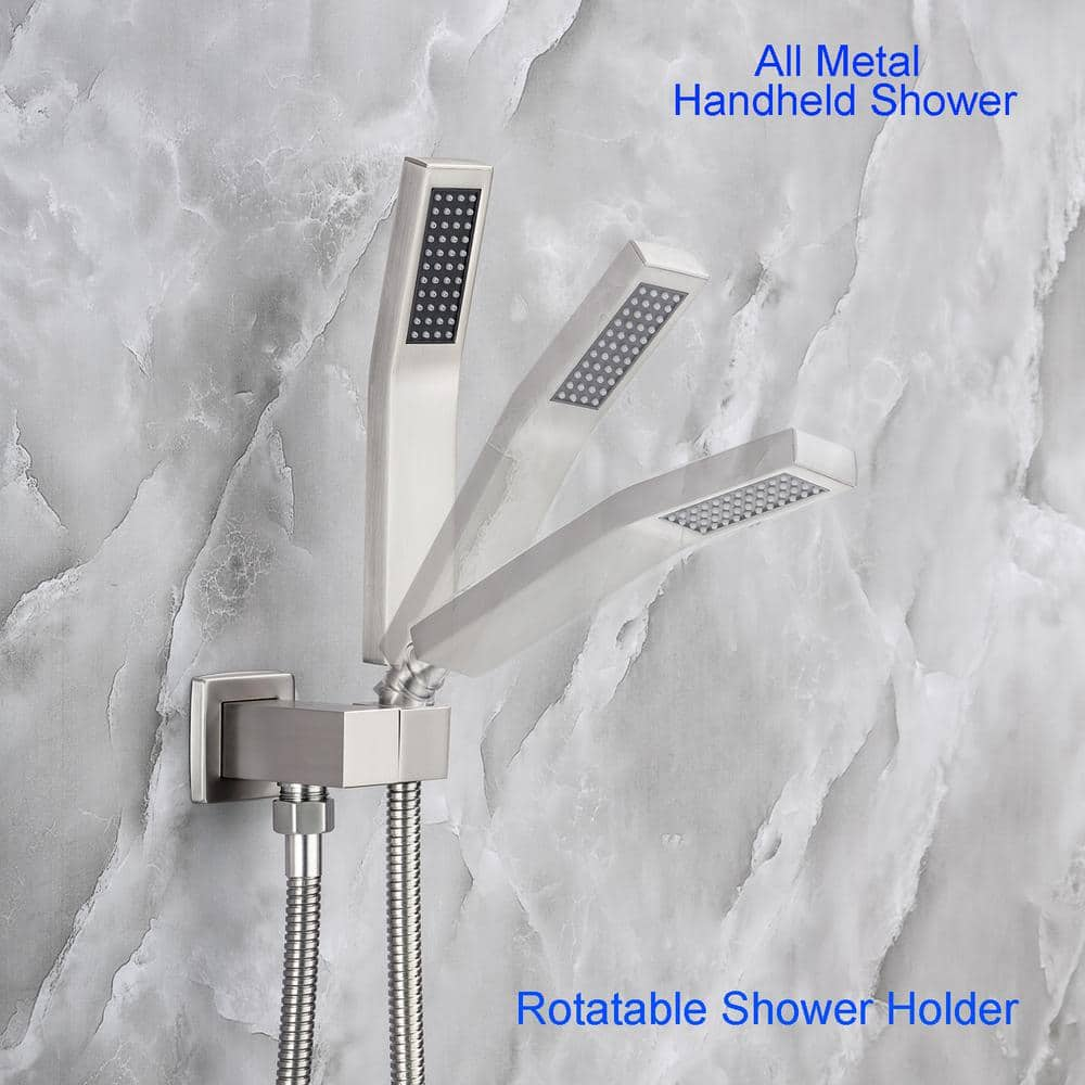 Single-Handle 1-Spray Square High Pressure Shower Faucet with 10 in. Shower Head