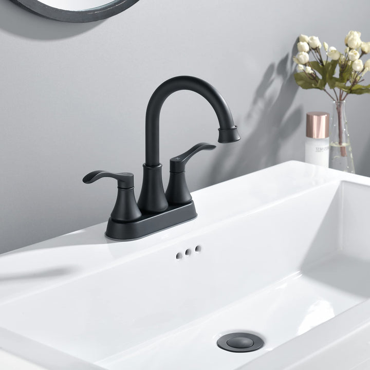 2 Handles Bathroom Sink Faucet for 3 Hole with Stainless Steel Pop Up Drain Sets