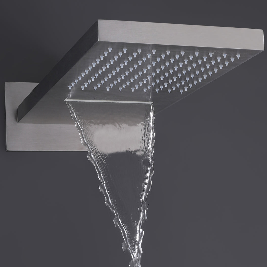 Wall Mounted Golden 3 Handle Thermostatic Shower System With 3 Body Jets