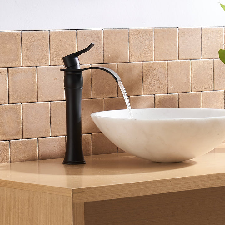 Single-Handle Waterfall  Vessel Bathroom Faucet With Pop-up Drain Assembly