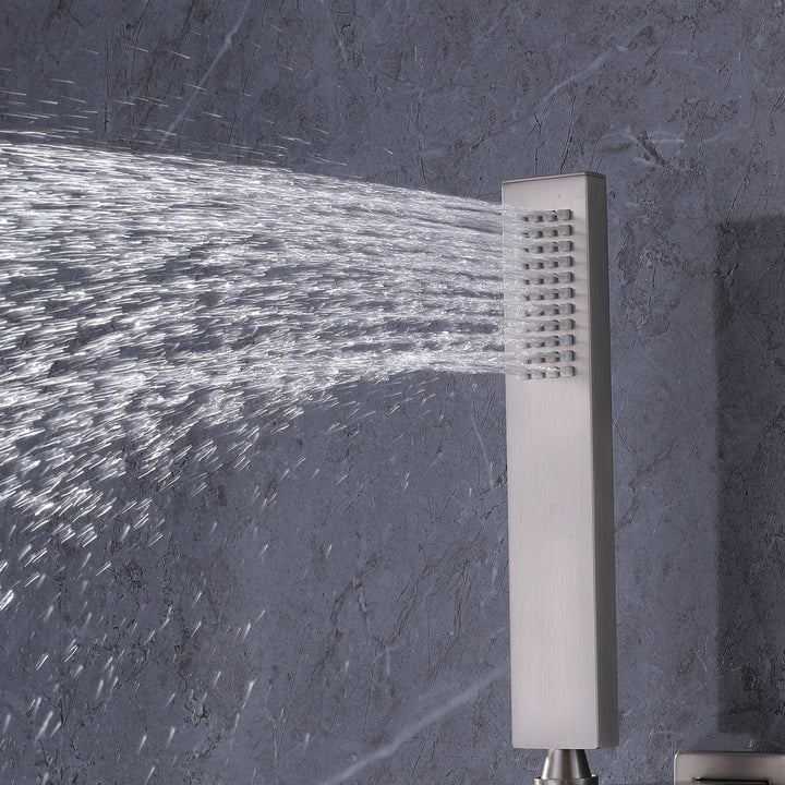 10 inch Thermostatic Rainfall Shower System With 3 PCS Body Jets Mixer Set