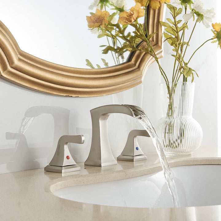 8 in. Widespread 2-Handle Waterfall Bathroom Sink Faucet