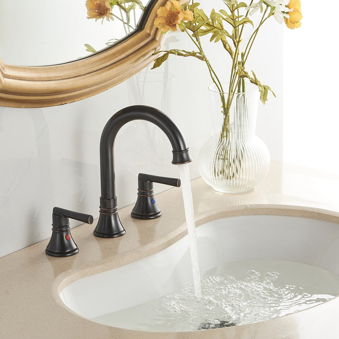 8 in. J-Spout Widespread 2-Handle Bathroom Sink Faucet in Oil Rubbed Bronze