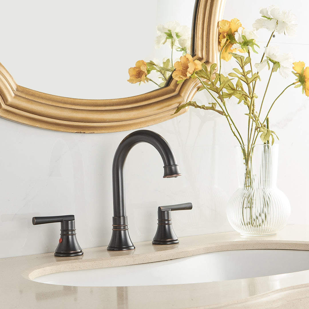 8 in. J-Spout Widespread 2-Handle Bathroom Sink Faucet in Oil Rubbed Bronze