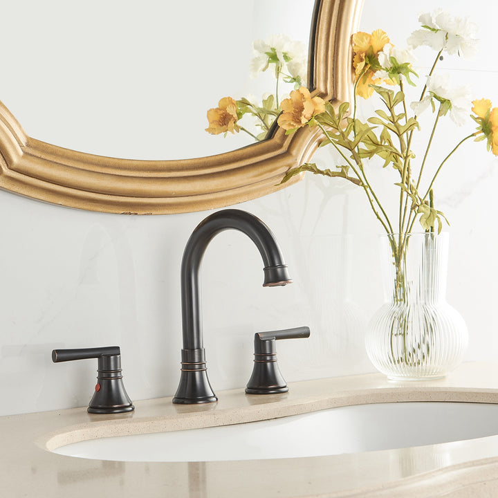 8 in. J-Spout Widespread 2-Handle Bathroom Sink Faucet in Oil Rubbed Bronze