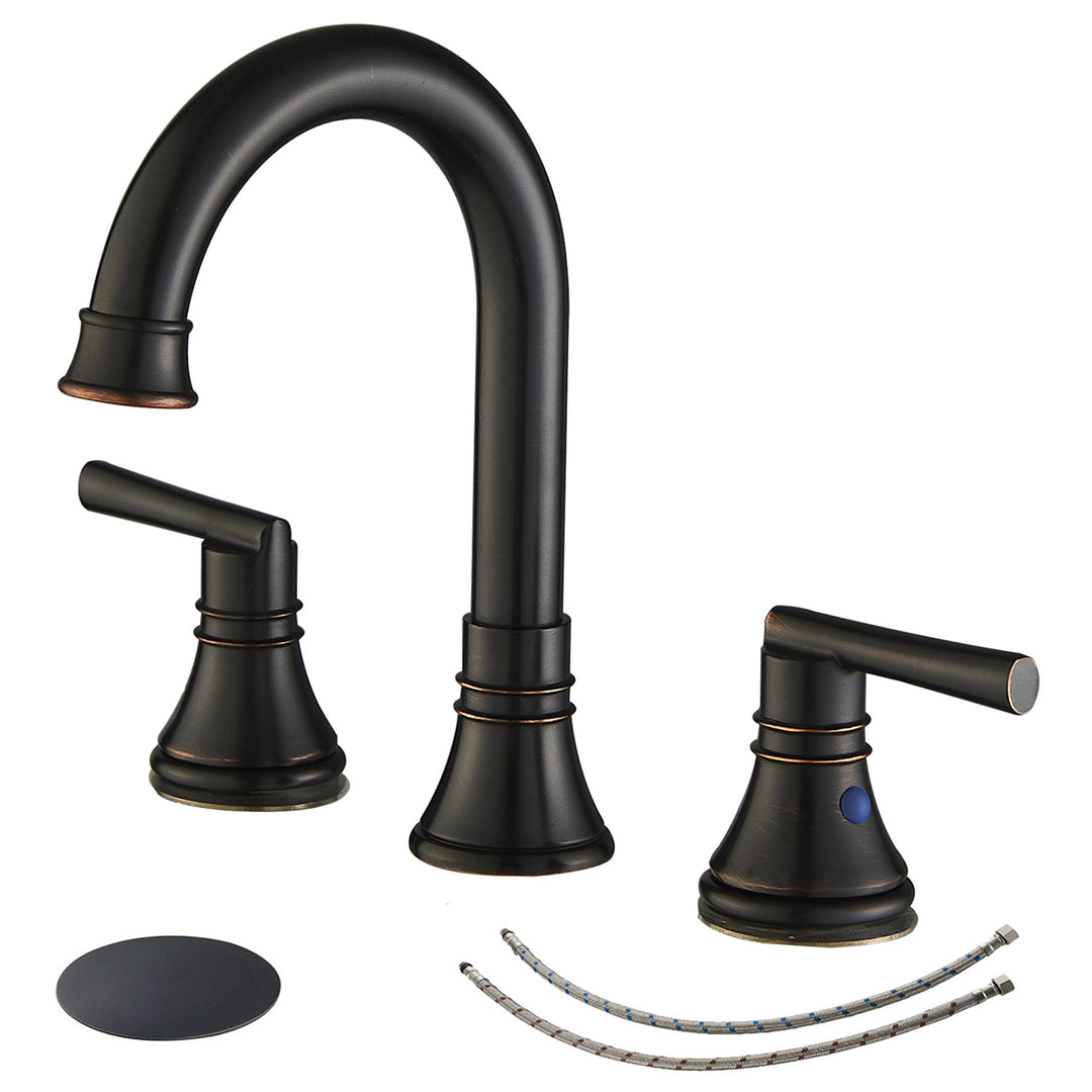 8 in. J-Spout Widespread 2-Handle Bathroom Sink Faucet in Oil Rubbed Bronze