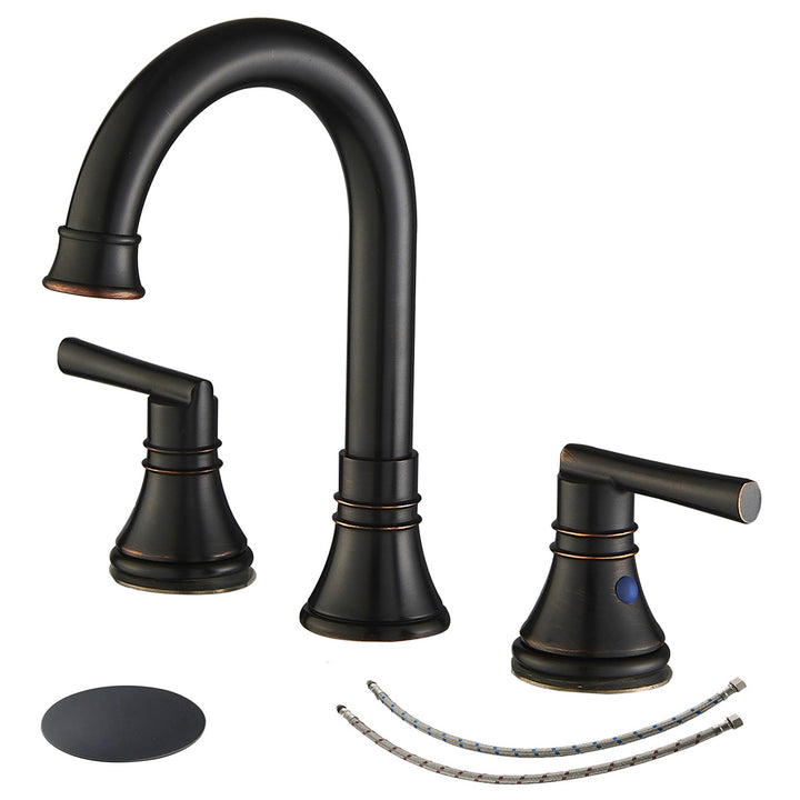 8 in. J-Spout Widespread 2-Handle Bathroom Sink Faucet in Oil Rubbed Bronze