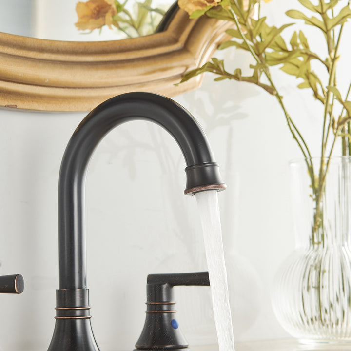 8 in. J-Spout Widespread 2-Handle Bathroom Sink Faucet in Oil Rubbed Bronze