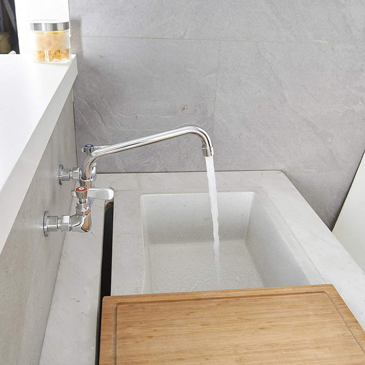 2-Handle Wall Mount Kitchen Faucet With 10 Inch Swivel Spout