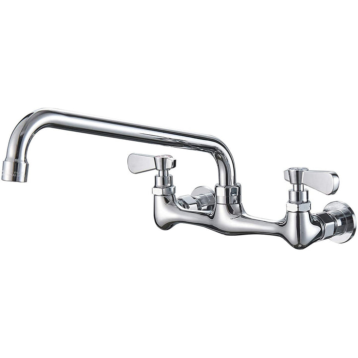 2-Handle Wall Mount Kitchen Faucet With 12 Inch Swivel Spout