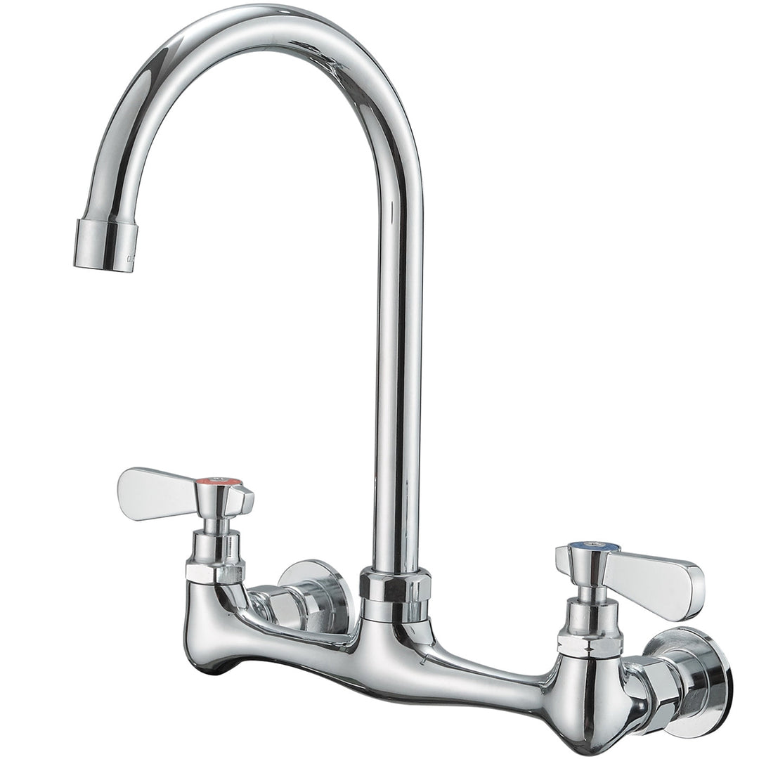Double Handle Wall Mount Standard Kitchen Faucet with 8 in. Swivel Spout