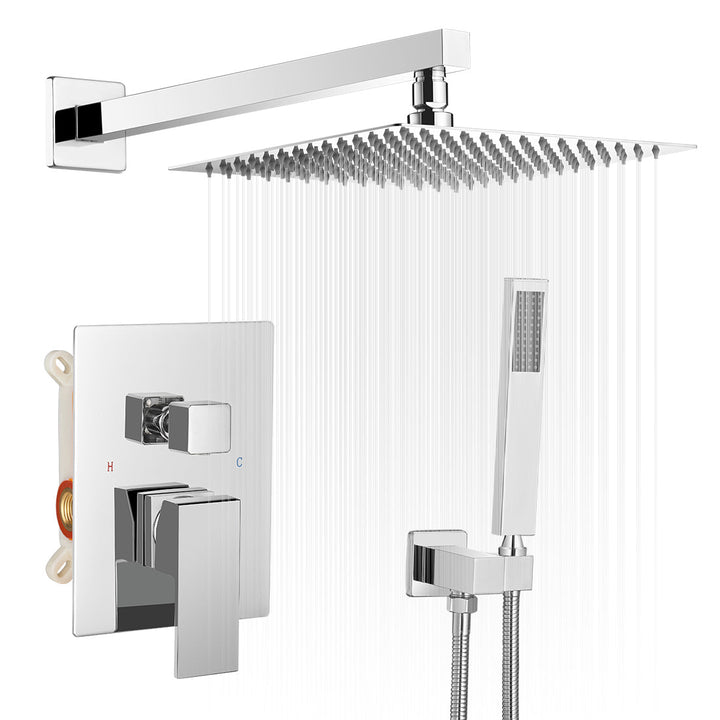 10inch/ 12inch/ 16inch Showerhead Single-Handle 2-Spray Square  Shower Faucet Valve Included