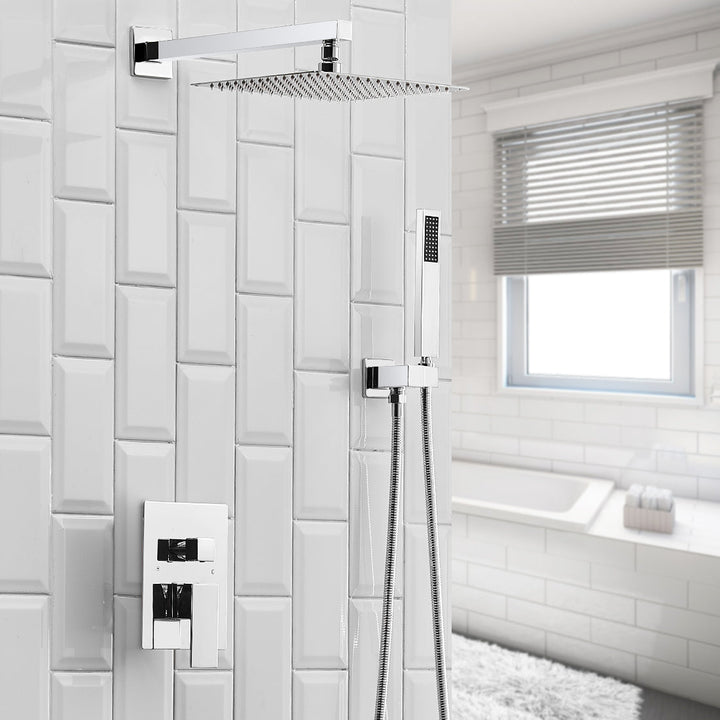 10inch/ 12inch/ 16inch Showerhead Single-Handle 2-Spray Square  Shower Faucet Valve Included