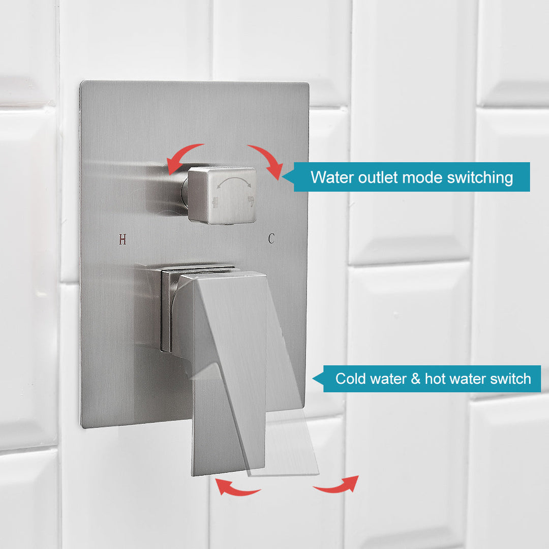 10inch/ 12inch/ 16inch Showerhead Single-Handle 2-Spray Square  Shower Faucet Valve Included