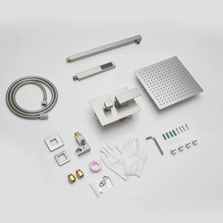 10inch/ 12inch/ 16inch Showerhead Single-Handle 2-Spray Square  Shower Faucet Valve Included