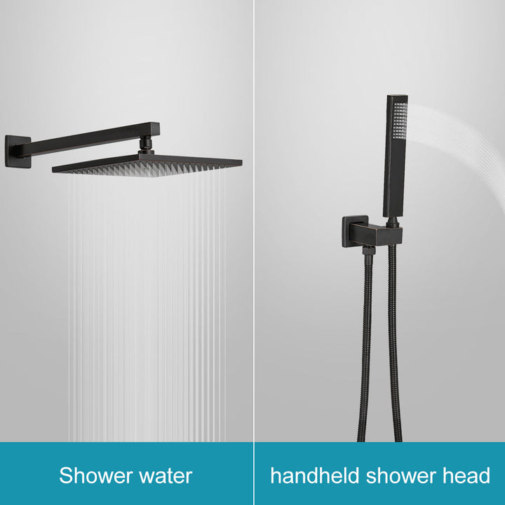 10inch/ 12inch/ 16inch Showerhead Single-Handle 2-Spray Square  Shower Faucet Valve Included