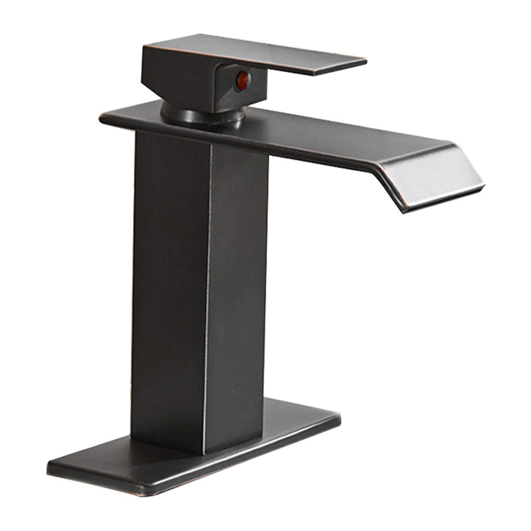 Waterfall Single-Handle Low-Arc Bathroom Faucet With Pop-up Drain Assembly