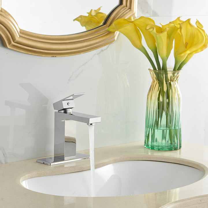 Single Hole Single-Handle Low-Arc Bathroom Faucet With Pop-up Drain Assembly