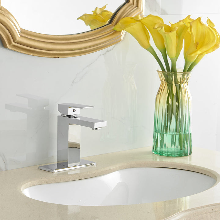 Single Hole Single-Handle Low-Arc Bathroom Faucet With Pop-up Drain Assembly